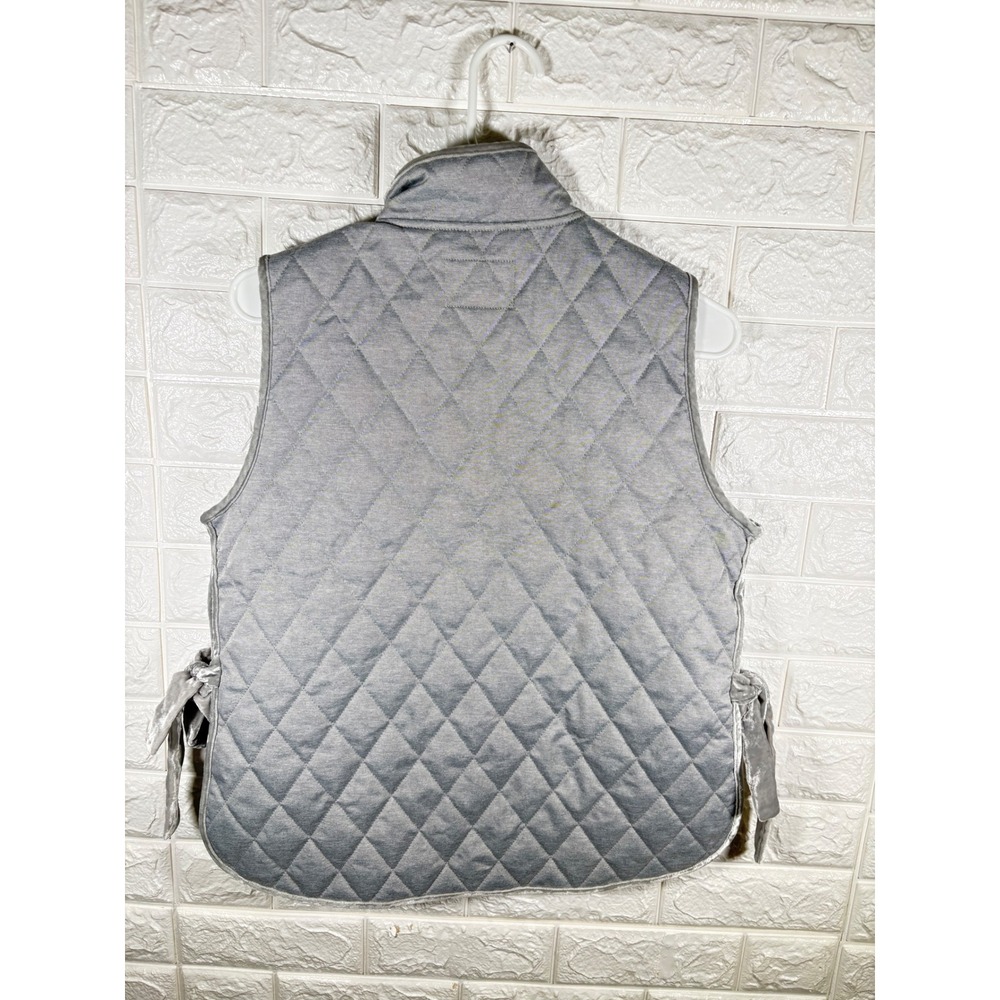 Banana Republic Womens Quilted Vest Size Small Gray Full Zip‎ Pockets Tie Sides - Picture 4 of 9